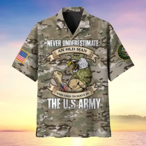 U.S. Army Veteran All Over Prints Oversized Hawaiian Shirt Army Retirees Patriotic Clothing For Veteran Events