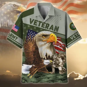 U.S. Army Veteran All Over Prints Oversized Hawaiian Shirt Army Veteran Uniform Appreciation Gifts For Military Veterans