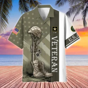 U.S. Army Veteran All Over Prints Oversized Hawaiian Shirt Army Retirees Respectful Attire For Army Service Members