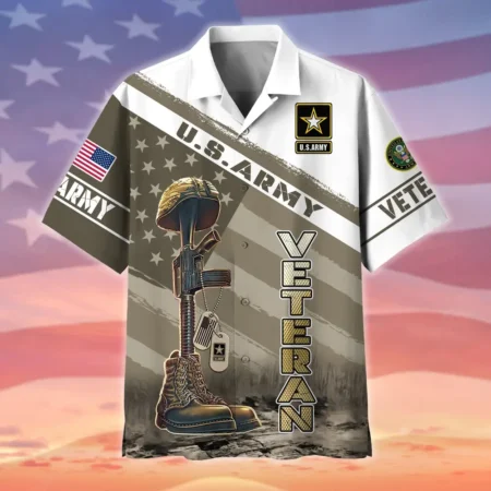 U.S. Army Veteran All Over Prints Oversized Hawaiian Shirt Army Veteran Uniform Appreciation Gifts For Military Veterans