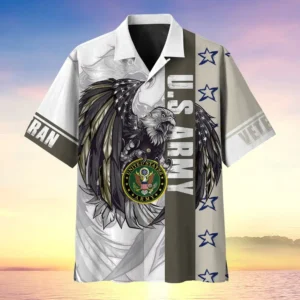 U.S. Army Veteran All Over Prints Oversized Hawaiian Shirt Army Veteran Uniform Appreciation Gifts For Military Veterans