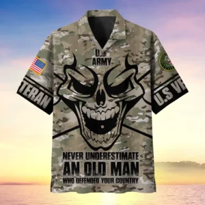 U.S. Army Veteran All Over Prints Oversized Hawaiian Shirt Army Veteran Uniform Army Veteran Apparel