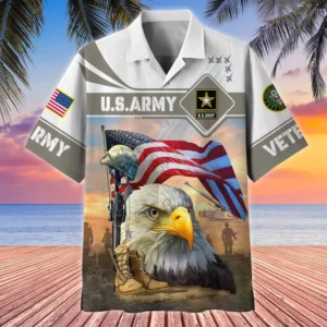 U.S. Army Veteran All Over Prints Oversized Hawaiian Shirt Army Veteran Uniform Appreciation Gifts For Military Veterans