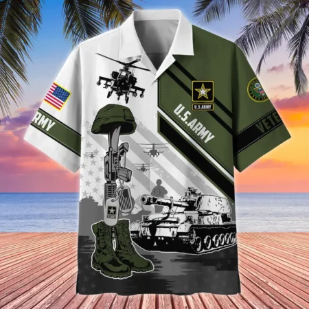 U.S. Army Veteran All Over Prints Oversized Hawaiian Shirt Army Veteran Uniform Army Veteran Apparel