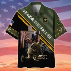 U.S. Army Veteran All Over Prints Oversized Hawaiian Shirt Army Veteran Uniform Army Veteran Apparel