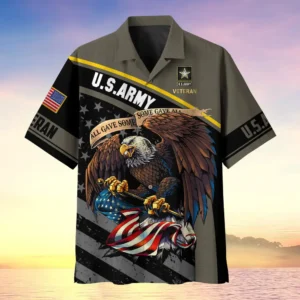 U.S. Army Veteran All Over Prints Oversized Hawaiian Shirt Army Veteran Uniform Military Inspired Clothing For Veterans