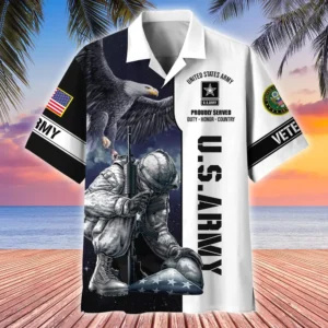 U.S. Army Veteran All Over Prints Oversized Hawaiian Shirt Army Veteran Uniform Military Inspired Clothing For Veterans