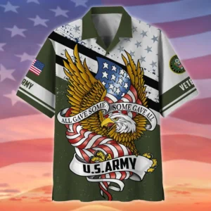 U.S. Army Veteran All Over Prints Oversized Hawaiian Shirt Army Veteran Uniform Patriotic Clothing For Veteran Events