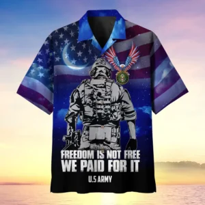 U.S. Army Veteran All Over Prints Oversized Hawaiian Shirt Army Veteran Uniform Patriotic Clothing For Veteran Events