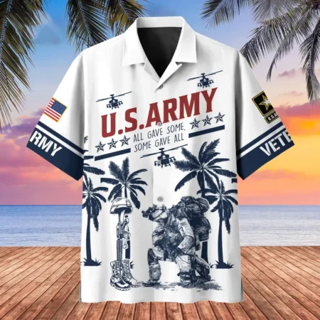 U.S. Army Veteran All Over Prints Oversized Hawaiian Shirt Army Veteran Uniform Patriotic Clothing For Veteran Events