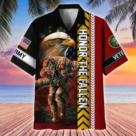 U.S. Army Veteran All Over Prints Oversized Hawaiian Shirt Military Inspired Respectful Attire For Army Service Members