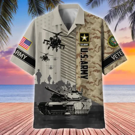 U.S. Army Veteran All Over Prints Oversized Hawaiian Shirt Patriotic Retired Soldiers Appreciation Gifts For Military Veterans