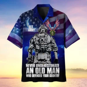 U.S. Army Veteran All Over Prints Oversized Hawaiian Shirt Patriotic Retired Soldiers Respectful Attire For Army Service Members