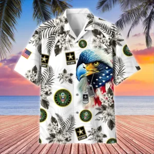 U.S. Army Veteran All Over Prints Oversized Hawaiian Shirt Veteran Pride Patriotic Clothing For Veteran Events