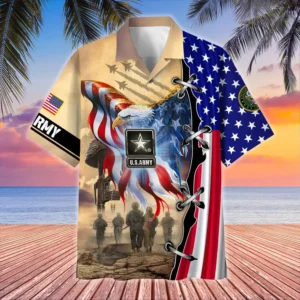 U.S. Army Veteran All Over Prints Oversized Hawaiian Shirt Veteran Pride Patriotic Clothing For Veteran Events