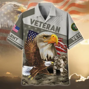 U.S. Army Veteran All Over Prints Oversized Hawaiian Shirt Veteran Pride Respectful Attire For Army Service Members