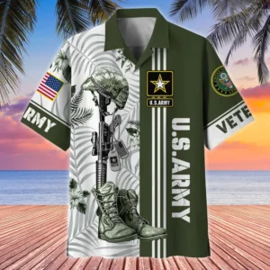 U.S. Army Veteran All Over Prints Oversized Hawaiian Shirt Veteran Pride Respectful Attire For Army Service Members