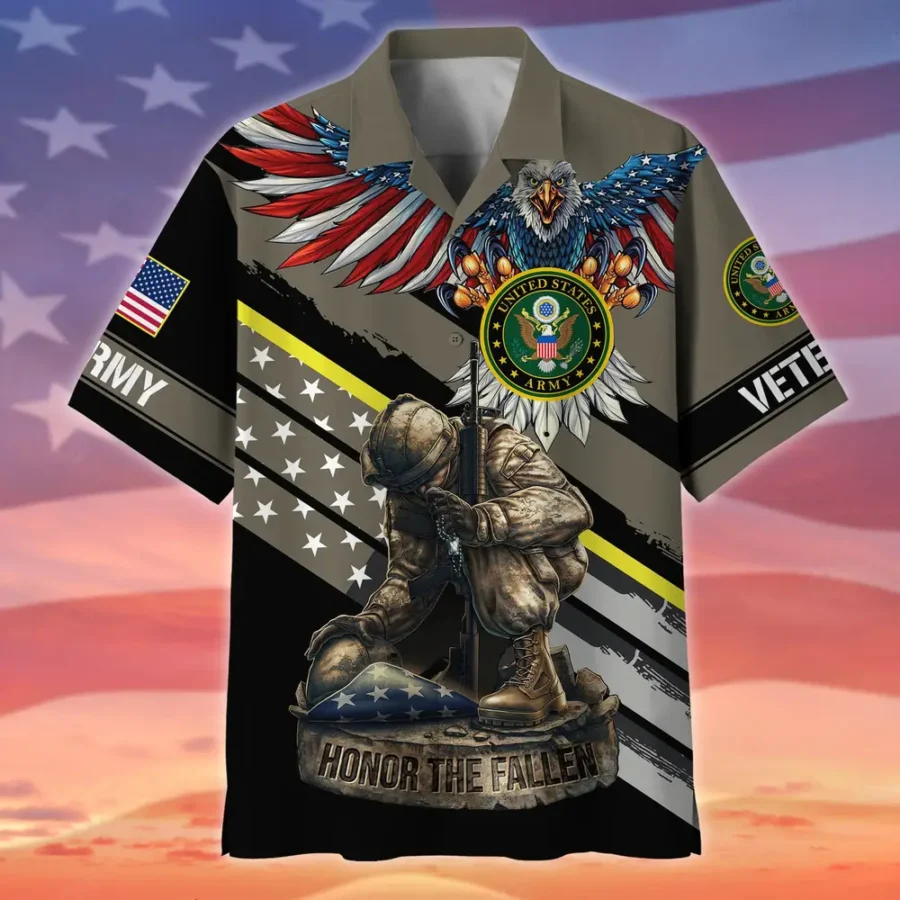 U.S. Army Veteran All Over Prints Oversized Hawaiian Shirt Veteran Pride Respectful Attire For Army Service Members