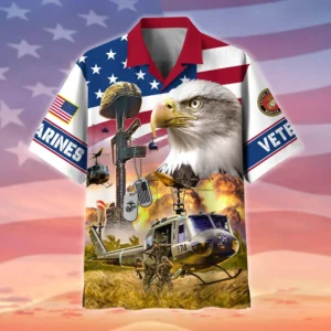 U.S. Marine Corps Veteran  Military Inspired Military Inspired Clothing For Veterans All Over Prints Oversized Hawaiian Shirt