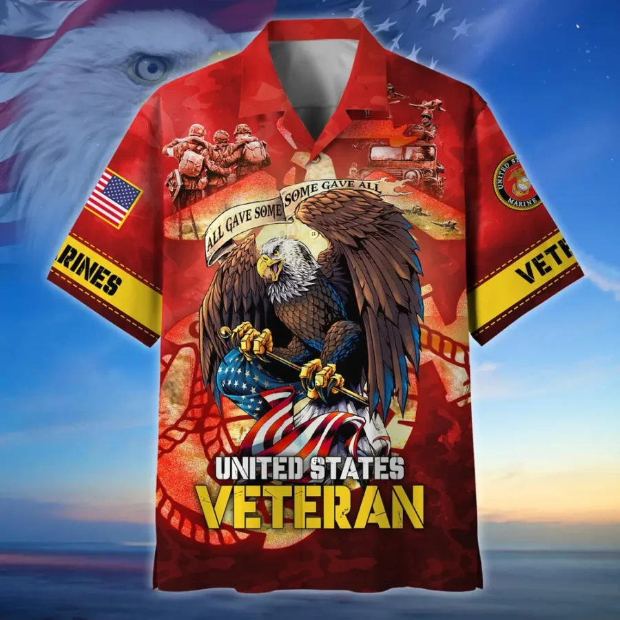 U.S. Marine Corps Veteran  Military Inspired Military Inspired Clothing For Veterans All Over Prints Oversized Hawaiian Shirt