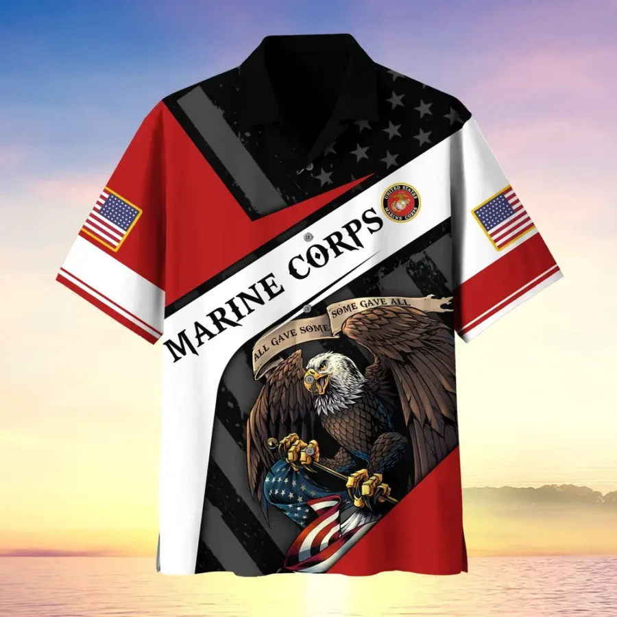 U.S. Marine Corps Veteran  Military Inspired Military Inspired Clothing For Veterans All Over Prints Oversized Hawaiian Shirt