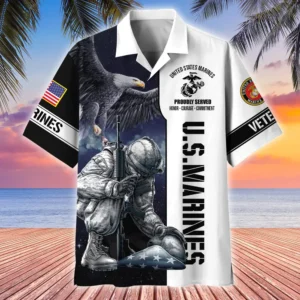 U.S. Marine Corps Veteran  Military Inspired Military Inspired Clothing For Veterans All Over Prints Oversized Hawaiian Shirt