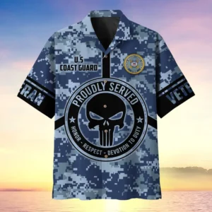 U.S. Coast Guard Veteran  Military Inspired Patriotic Clothing For Veteran Events All Over Prints Oversized Hawaiian Shirt