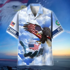 U.S. Coast Guard Veteran  Military Inspired Patriotic Attire For Military Retirees All Over Prints Oversized Hawaiian Shirt