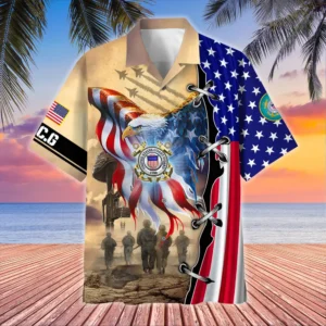 U.S. Coast Guard Veteran  Military Inspired Patriotic Clothing For Veteran Events All Over Prints Oversized Hawaiian Shirt