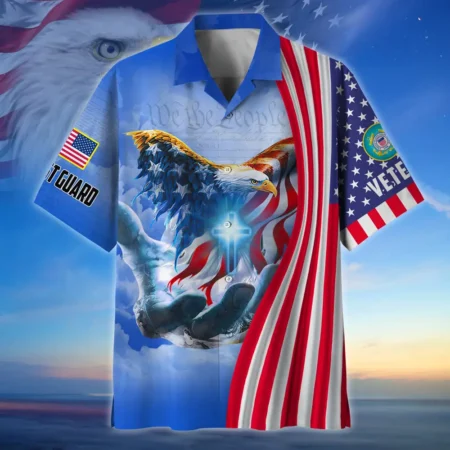 U.S. Coast Guard Veteran  Military Inspired Respectful Attire For U.S. Coast Guard Service Members All Over Prints Oversized Hawaiian Shirt