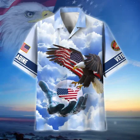 U.S. Marine Corps Veteran  Military Inspired U.S. Marine Corps Veteran Apparel All Over Prints Oversized Hawaiian Shirt