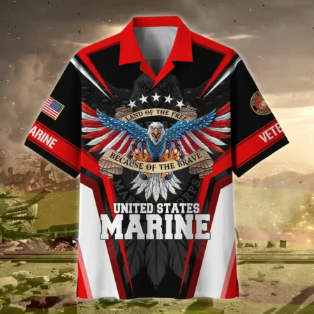 U.S. Marine Corps Veteran  Military Inspired U.S. Marine Corps Veteran Apparel All Over Prints Oversized Hawaiian Shirt