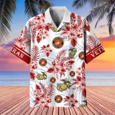 U.S. Marine Corps Veteran  Military Inspired U.S. Marine Corps Veteran Apparel All Over Prints Oversized Hawaiian Shirt