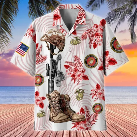 U.S. Marine Corps Veteran  Military Inspired U.S. Marine Corps Veteran Apparel All Over Prints Oversized Hawaiian Shirt