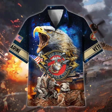 U.S. Marine Corps Veteran  Military Inspired U.S. Marine Corps Veteran Apparel All Over Prints Oversized Hawaiian Shirt