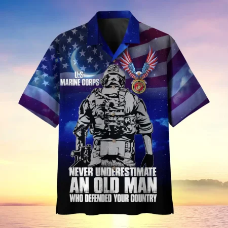 U.S. Marine Corps Veteran  Patriotic Retired Soldiers Appreciation Gifts For Military Veterans All Over Prints Oversized Hawaiian Shirt