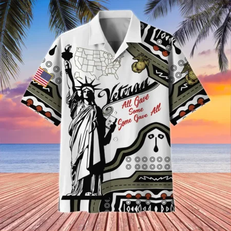 U.S. Marine Corps Veteran  Patriotic Retired Soldiers Appreciation Gifts For Military Veterans All Over Prints Oversized Hawaiian Shirt