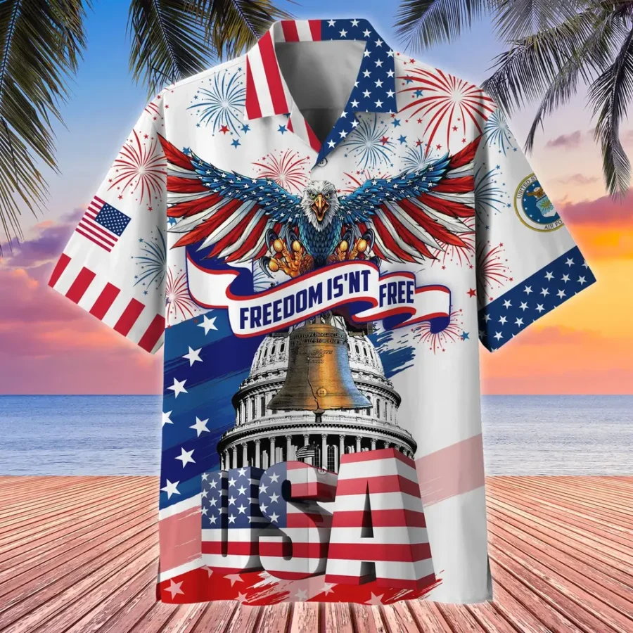 U.S. Air Force Veteran  Patriotic Retired Soldiers Military Inspired Clothing For Veterans All Over Prints Oversized Hawaiian Shirt