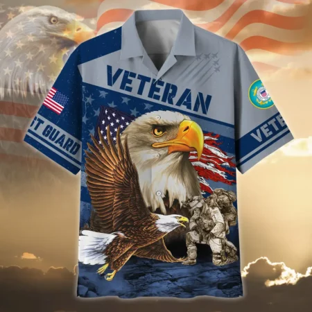 U.S. Coast Guard Veteran  Patriotic Retired Soldiers Military Inspired Clothing For Veterans All Over Prints Oversized Hawaiian Shirt