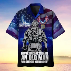 U.S. Coast Guard Veteran  Patriotic Retired Soldiers Patriotic Attire For Military Retirees All Over Prints Oversized Hawaiian Shirt