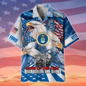 U.S. Air Force Veteran  Patriotic Retired Soldiers Military Inspired Clothing For Veterans All Over Prints Oversized Hawaiian Shirt