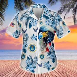 U.S. Air Force Veteran  Patriotic Retired Soldiers Patriotic Attire For Military Retirees All Over Prints Oversized Hawaiian Shirt