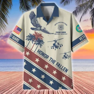 U.S. Coast Guard Veteran  Patriotic Retired Soldiers Military Inspired Clothing For Veterans All Over Prints Oversized Hawaiian Shirt