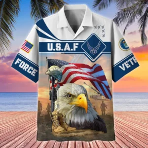 U.S. Air Force Veteran  Patriotic Retired Soldiers Patriotic Attire For Military Retirees All Over Prints Oversized Hawaiian Shirt