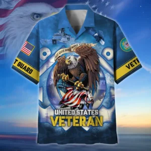 U.S. Coast Guard Veteran  Patriotic Retired Soldiers Respectful Attire For U.S. Coast Guard Service Members All Over Prints Oversized Hawaiian Shirt