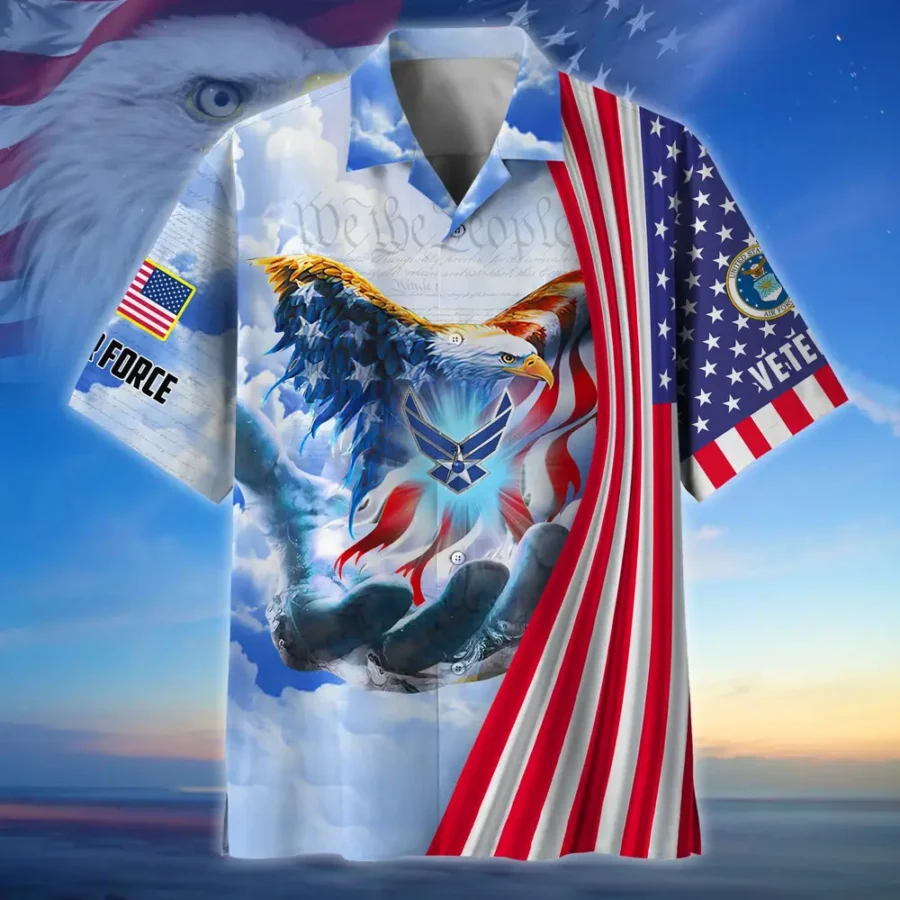 U.S. Air Force Veteran  Patriotic Retired Soldiers Respectful Attire For U.S. Air Force Service Members All Over Prints Oversized Hawaiian Shirt