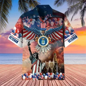 U.S. Air Force Veteran  Patriotic Retired Soldiers Respectful Attire For U.S. Air Force Service Members All Over Prints Oversized Hawaiian Shirt