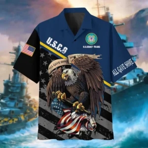 U.S. Coast Guard Veteran  Patriotic Retired Soldiers Patriotic Clothing For Veteran Events All Over Prints Oversized Hawaiian Shirt