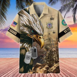 U.S. Coast Guard Veteran  Patriotic Retired Soldiers Respectful Attire For U.S. Coast Guard Service Members All Over Prints Oversized Hawaiian Shirt