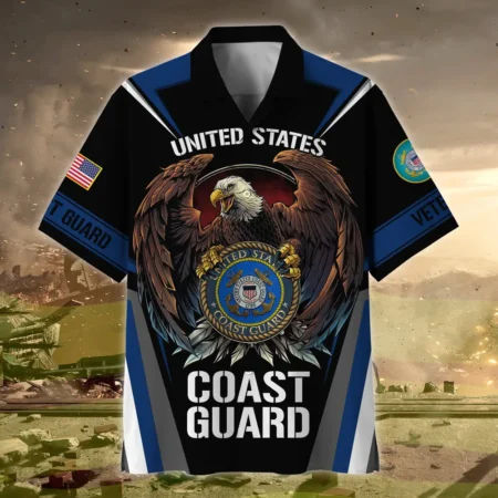 U.S. Coast Guard Veteran  Patriotic Retired Soldiers Respectful Attire For U.S. Coast Guard Service Members All Over Prints Oversized Hawaiian Shirt